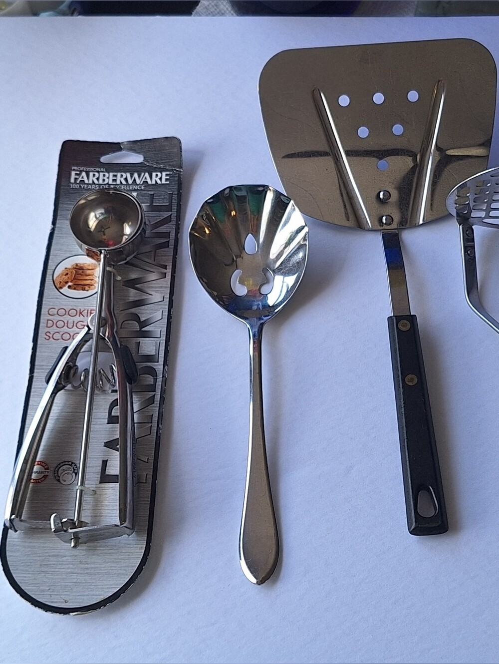 Farberware Cookie Dough Scoop Stainless Steel Kitchen Utensil Lot Spatula Masher - Picture 6 of 7